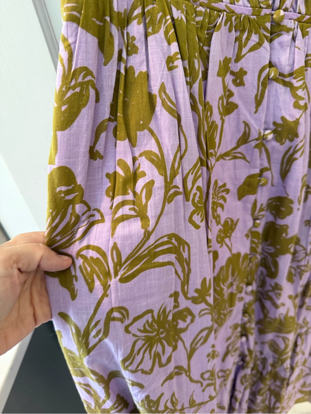 Anthropologie Lavender Maxi Dress with Olive Floral Print - Picture 3 of 4